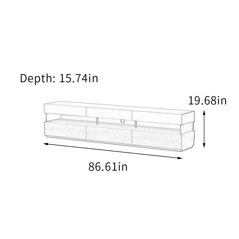 Meuble télé avec rangement Modern Fashion, H 19,68 po x L 86,61 po x l 15,74 po, Off White/Nut Brown