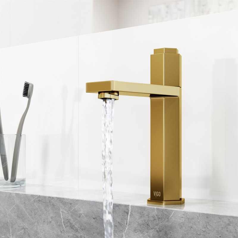 Nova 8" H Single Handle Single Hole Bathroom Faucet, Matte Brushed Gold