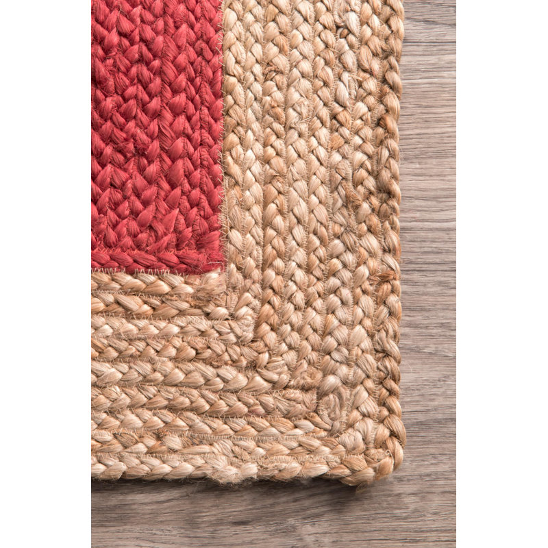 Tapis d'intérieur en jute rouge Giard, Rectangulaire 3 pi x 5 pi
