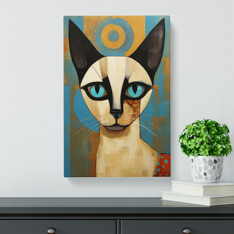 Siamese Cat Constructivism No.2 - Wrapped Canvas Print, 60cm H x 40cm W x 3cm D