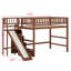 Structure de lit mezzanine robuste avec escalier de rangement, glissade amusante et lumières DEL intégrées-1018672230