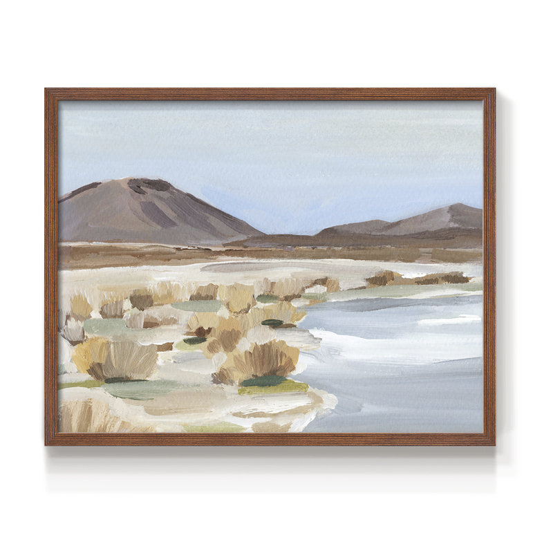 Étude de l'oasis du désert II - reproduction encadrée - réaménageable, H 8 po x l 10 po, Noyer