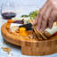 Bamboo Cheese Board and Cheese Tool Set - 25cm Round Charcuterie Board, Serving Platter - Wooden Cheese Board Gift Set