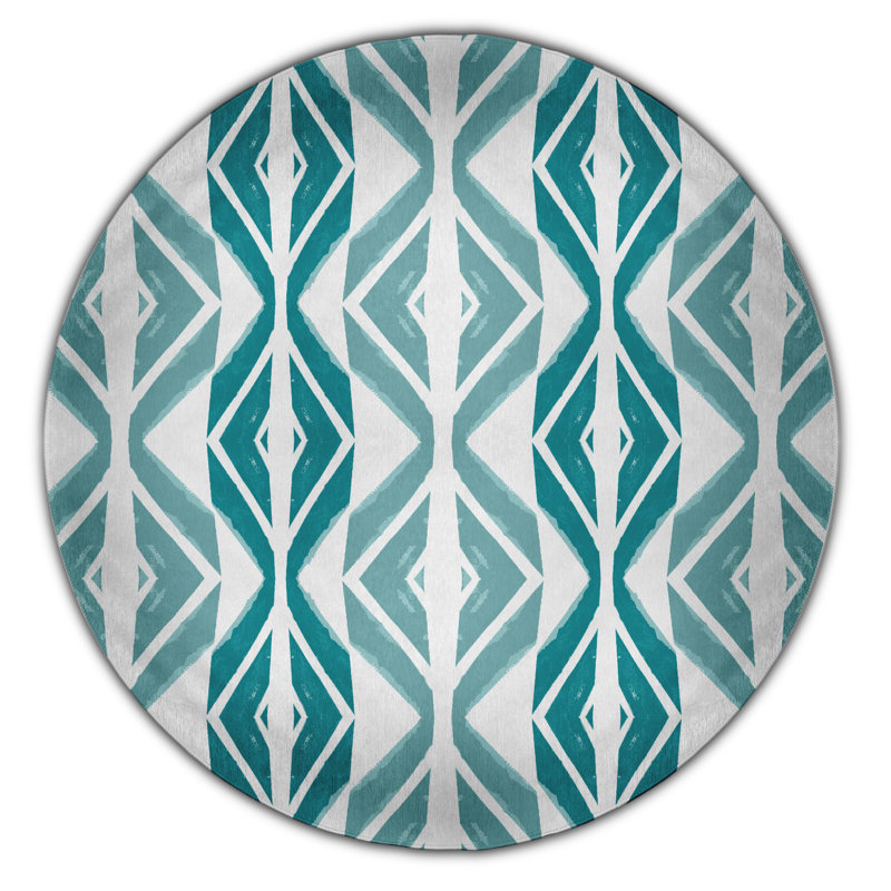 Safari Chenille Chevron Indoor Rug, Round 5'
