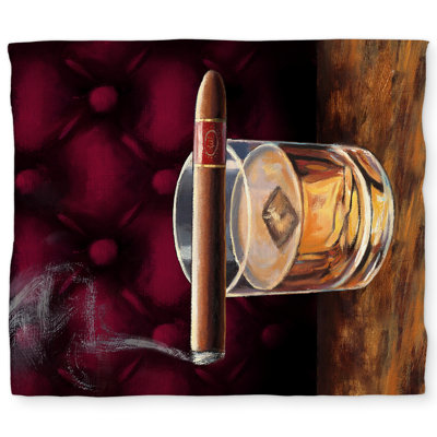 Scotch on Ice Cigar Man Cave Red King Duvet Cover - Home Decor