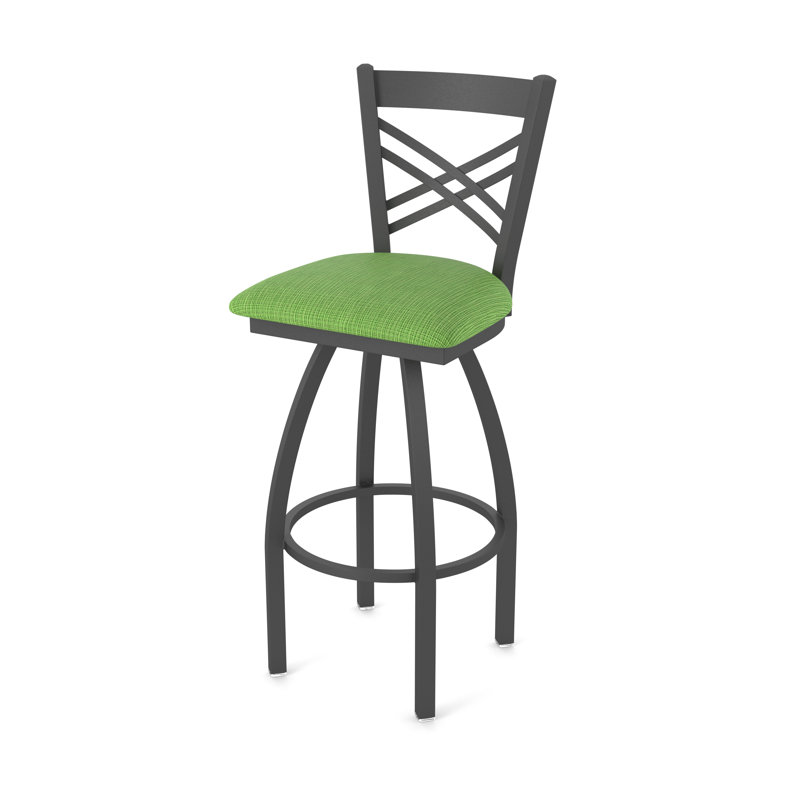 Catalina 36" Swivel Bar Stool, Pewter, Fabric-Graph Parrot
