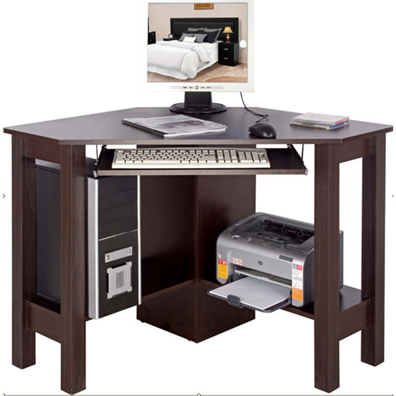 Corner Solid Wood Base Computer Desk