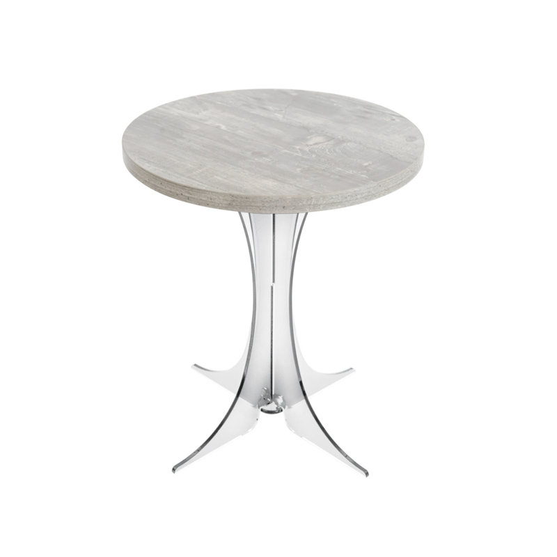 Pedestal Coffee Table, Grey/Transparent, 60cm H x 50cm W x 50cm D