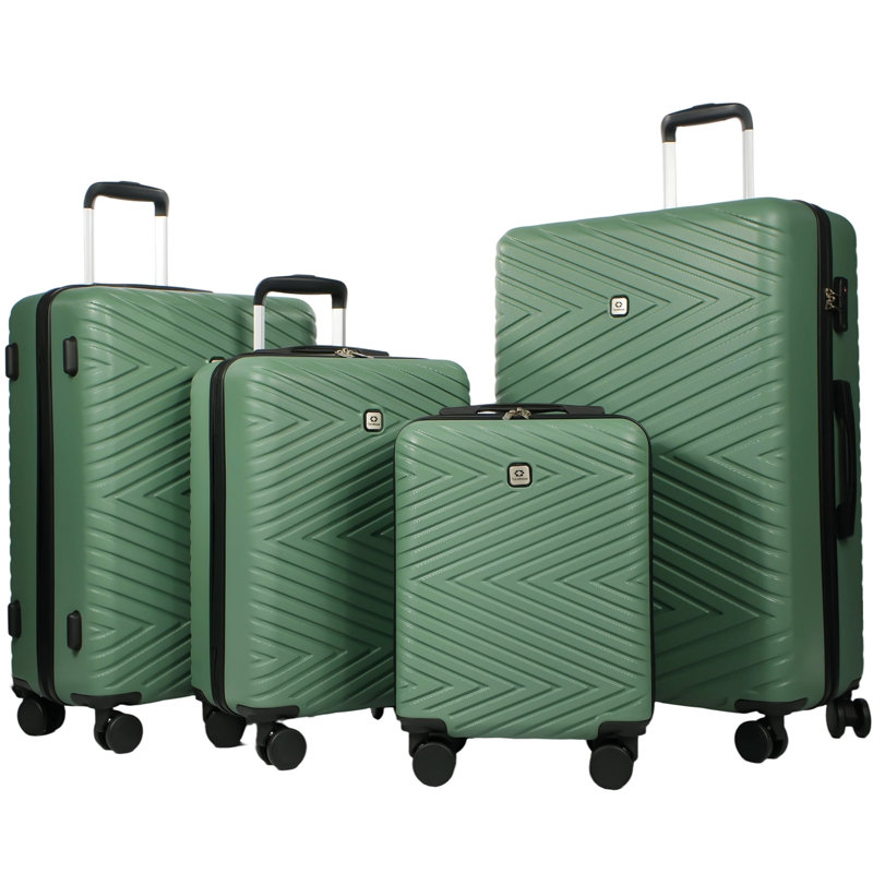Ensemble de 4 valises à roulettes légères en ABS avec serrure TSA