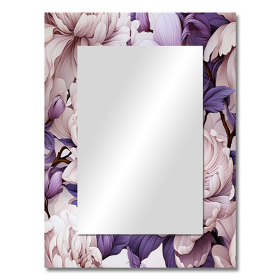 Demetricus Purple Poppies Harmony - Floral Wall Mirror, Cottage Decorative Mirror, Printed Metal Art