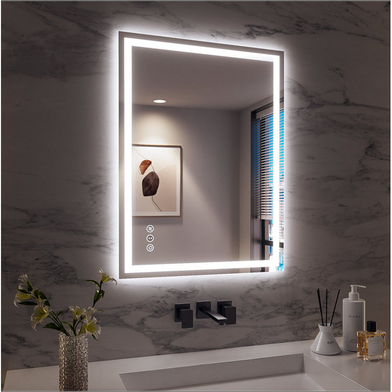 Frameless LED Bathroom Mirror,Smart Mirror, Vertical, 32" x 24"