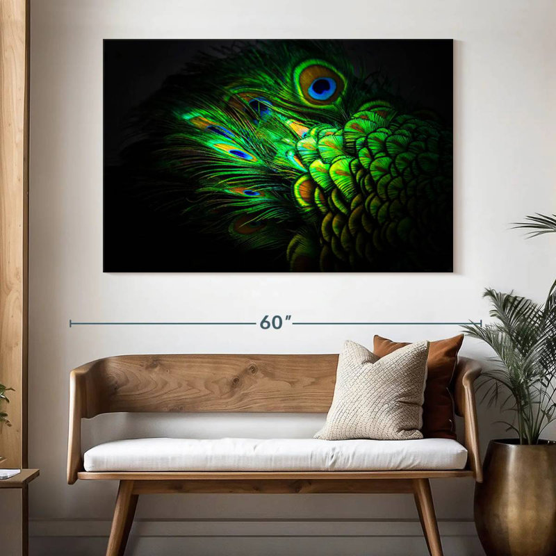 Emerald Peacock Feather, 34" H x 51" W