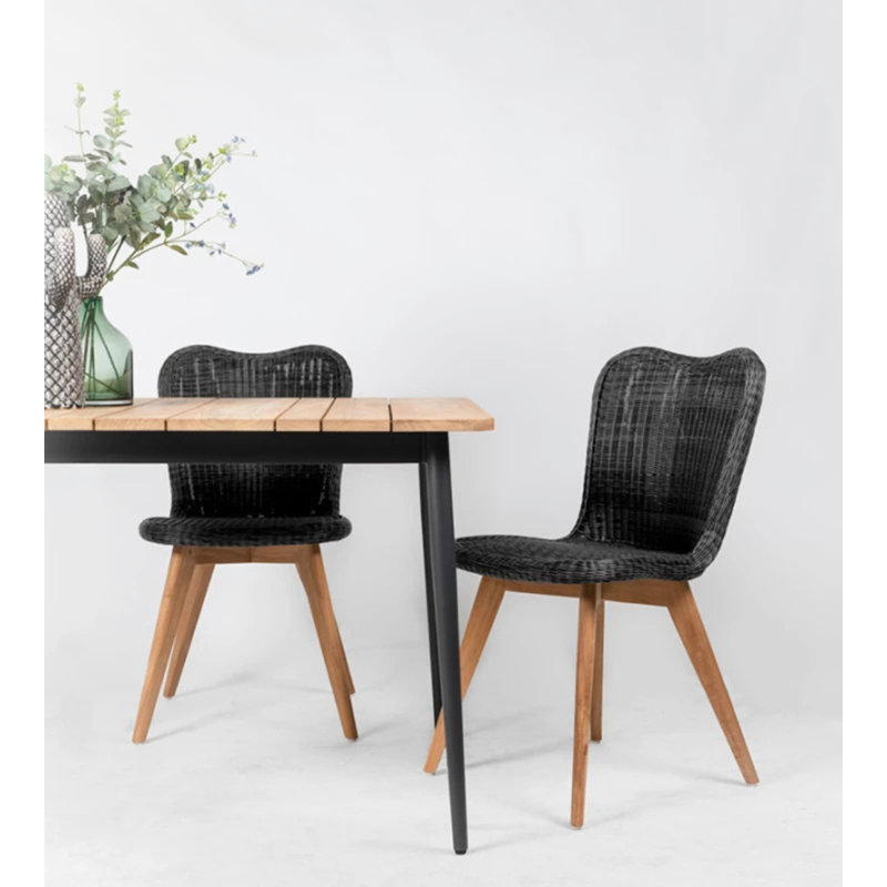 Lena Outdoor Dining Side Chair, Black