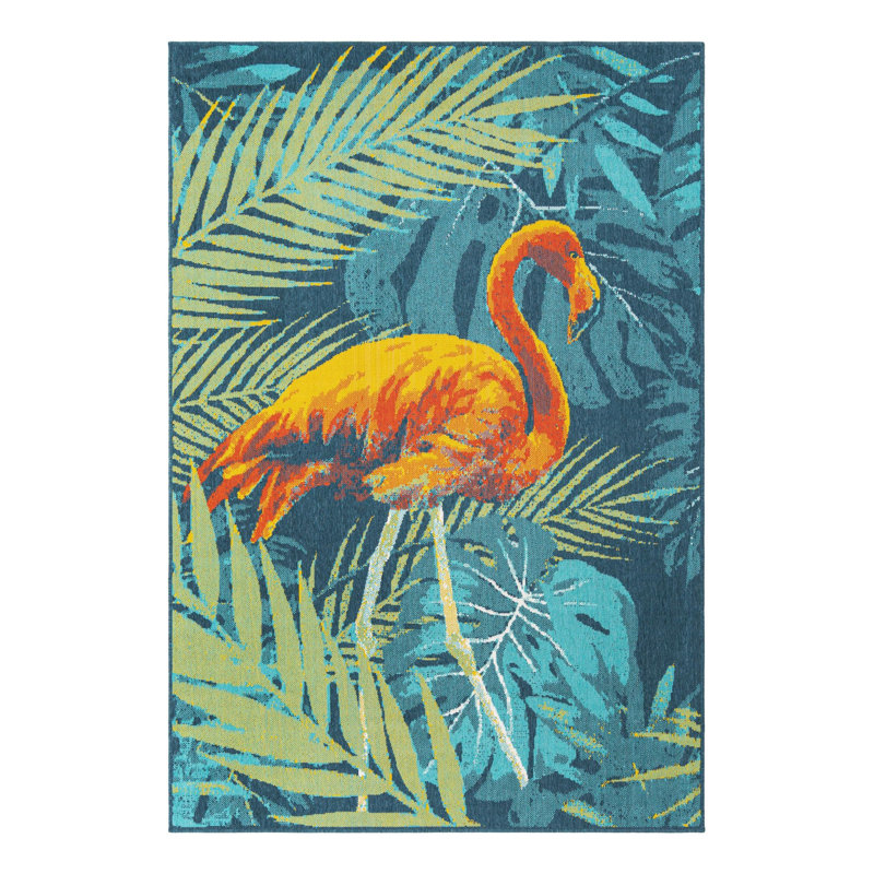 Floral Indoor / Outdoor Rug, Rectangle 6'1" x 9'