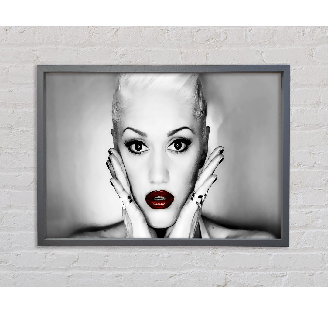 Gwen Stefani Red Lips - Einzelne Bilderrahmen Kunstdrucke auf Leinwand