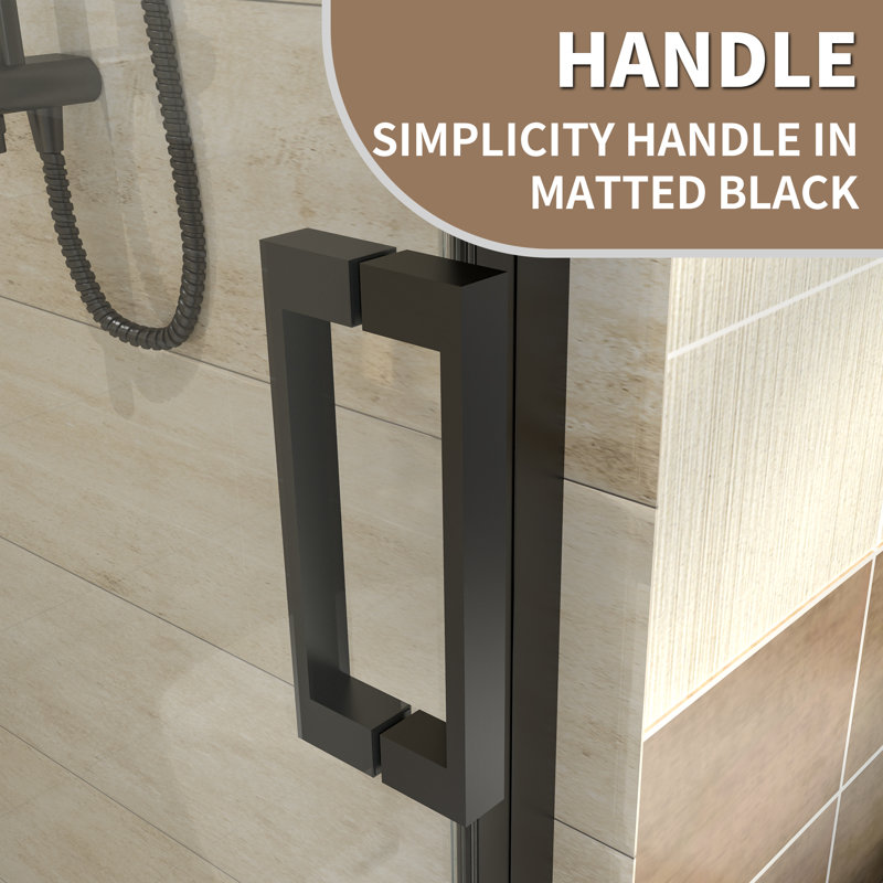 60 in. Matte Black Frameless Sliding Glass Shower Door