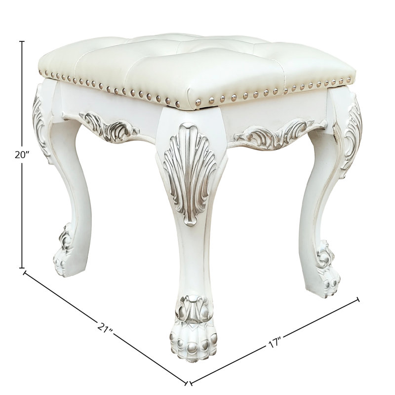 Tabouret de coiffeuse Ii blanc os - capacité de poids de 220 lb, largeur de siège de 21 po, profondeur de 17 po et fauteuil de construction fiable avec rembourrage confortable