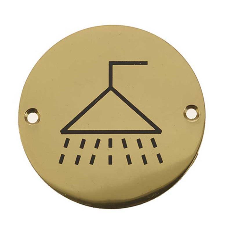 Dia Shower Pictogram, Polished Brass