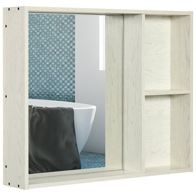 Armoire à pharmacie Bagrat avec miroir, étagère de rangement, armoire de salle de bain suspendue au mur pour le salon et la salle de lavage