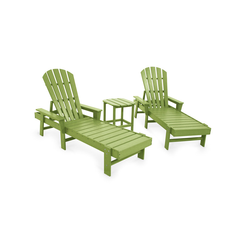POLYWOOD South Beach Chaise 3-Piece Set, Lime