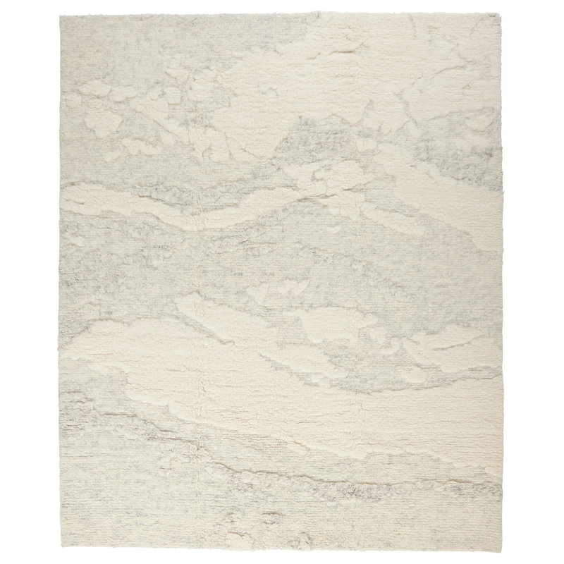 Cumulous II Hand Knotted Wool Abstract Area Rug in Beige/Gray, Rectangle 9' x 12'