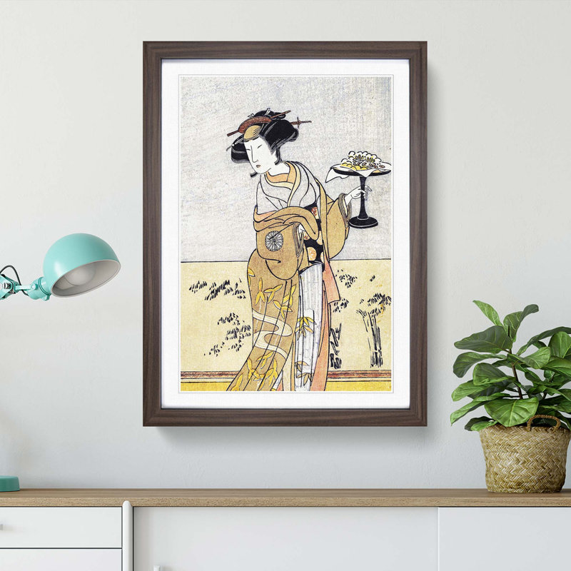 Nakamura Tomijuro by Katsukawa Shunsho - Picture Frame Painting Print, Walnut Framed, 65cm H x 48cm W x 2cm D