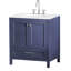 Meuble-lavabo bleu marine avec lavabo 30 po 24V03-30Nb. Entièrement assemblé. Comptoir en marbre. Structure en bois massif. Système de fermeture en douceur. Décoration moderne. P 30,18 po x l 18,5 po. H 33,4,4 lb.