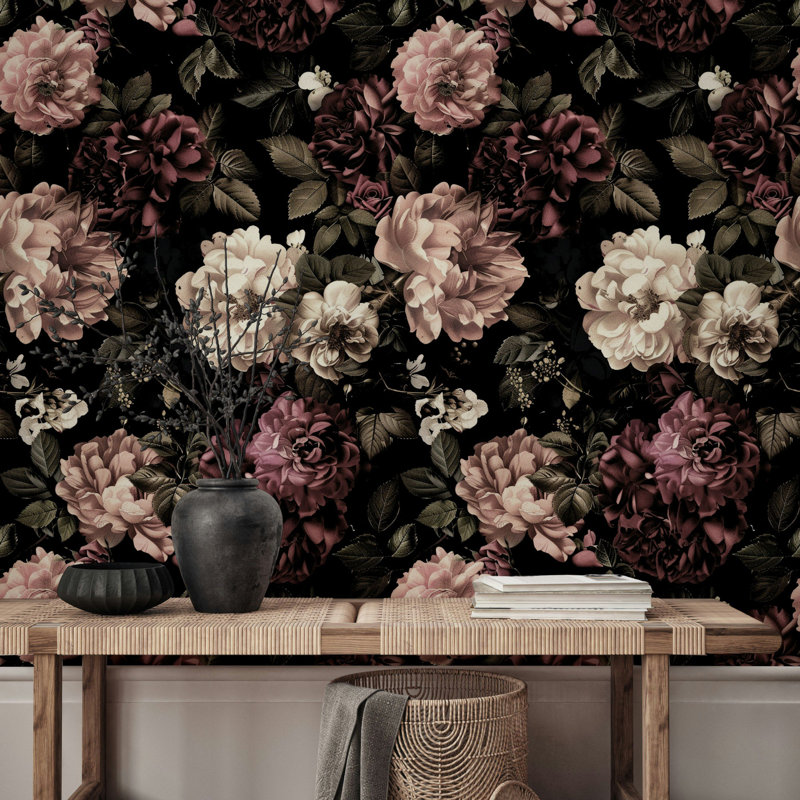 Rouleau de papier peint à motif floral rétro