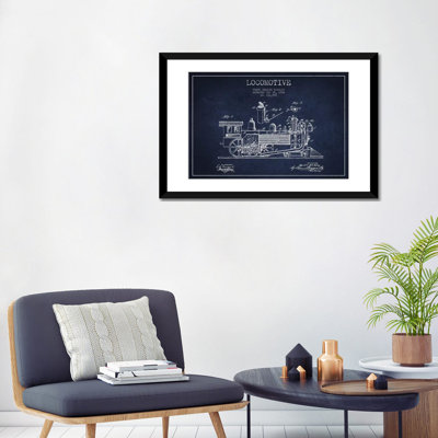 «Frank C. McNally Locomotive Pattern S Croquis», reproduction d'impression sur toile en bleu marine