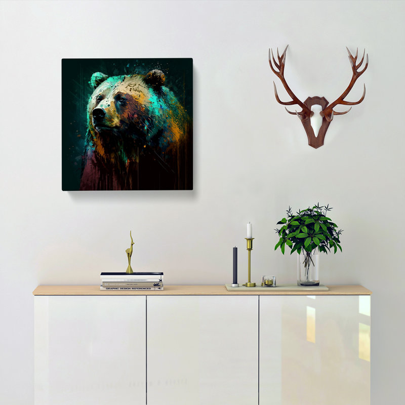 Bear Abstract Expressionism No.3 - Print, 50cm H x 50cm W x 3cm D