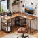 L Shaped Corner Desk with Storage Shelf Office Desk