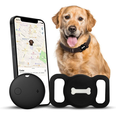 Smart Pet Tracker, Dog Tracker With Black Collar Holder, Smart Tag For Seamless Location Tracking, Mfi Certificated, No Monthly Fee, Work With Find My
