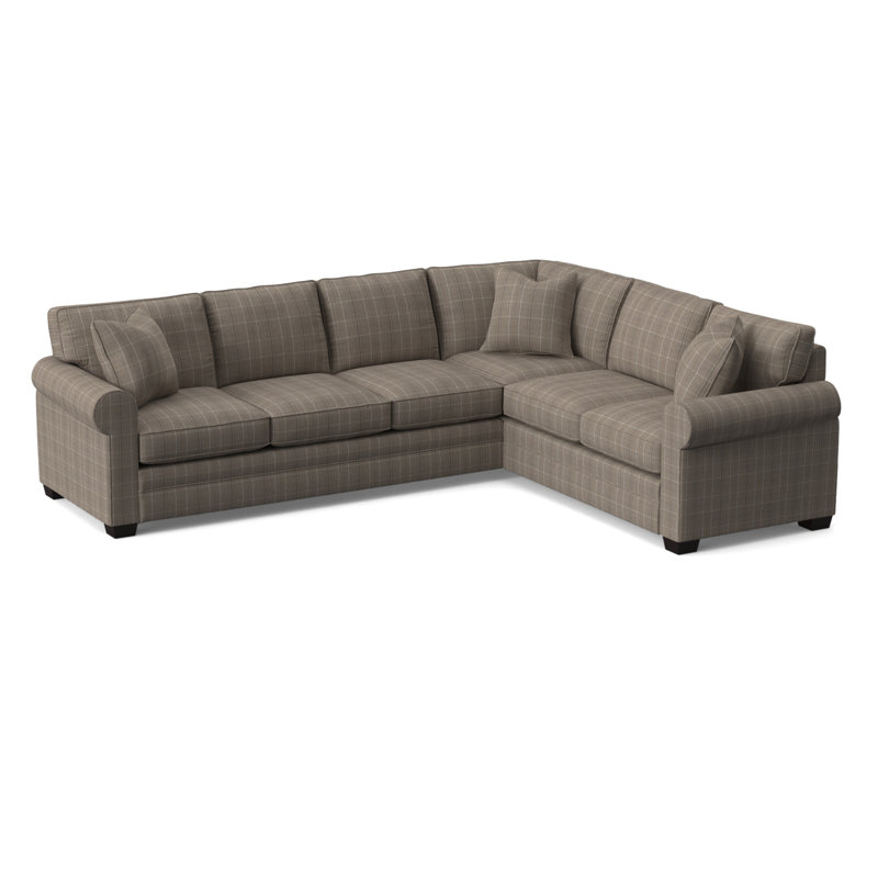 Bedford Upholstered L-Sectional, Java Finish, Right Hand Facing, Basic Grey; 0317-83