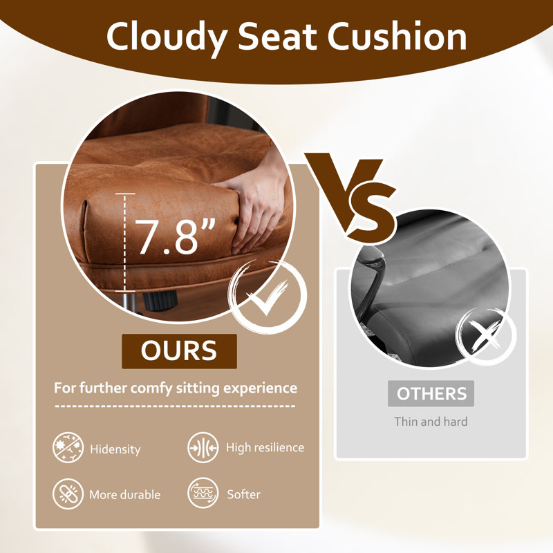Large Size Ergonomic Office Navilan, Gas Lift Rotary Executive Navilan With Headrest, Suede Brown