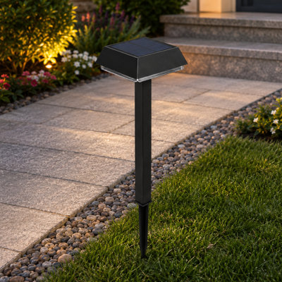 4-Pack 300-Lumen Solar Pathway Lights with 2-in-1 Warm White and Daylight Color Modes, Waterproof Outdoor LED Lighting for Paths, Sidewalks, Driveways and Walkways