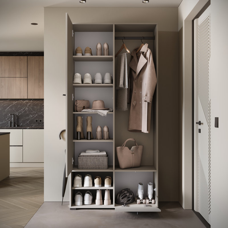 Hall Tree 90cm Wide with Shoe Storage, Beige