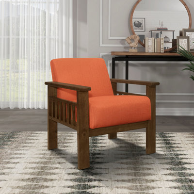 Siège et dossier rembourrés et rembourrés en tissu de couleur orange avec chaise d'appoint 1pc