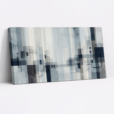 Toile abstraite bleue et grise