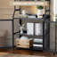 Bureau 2-en-1 pour bibliothèque, bureau d'ordinateur avec cadre en métal et panneau de particules avec tablettes de rangement, table d'étude de bureau à domicile peu encombrante-317755622