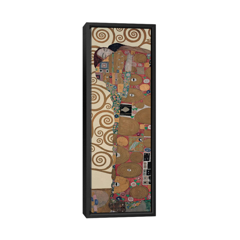 Foulard, vertical par Gustav Klimt - impression sur toile, H 36 po x l 12 po x P 1,5 po, Cadre noir