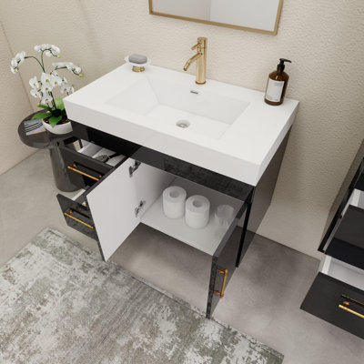 35.4" Wall-Mounted Single Bathroom Vanity Set