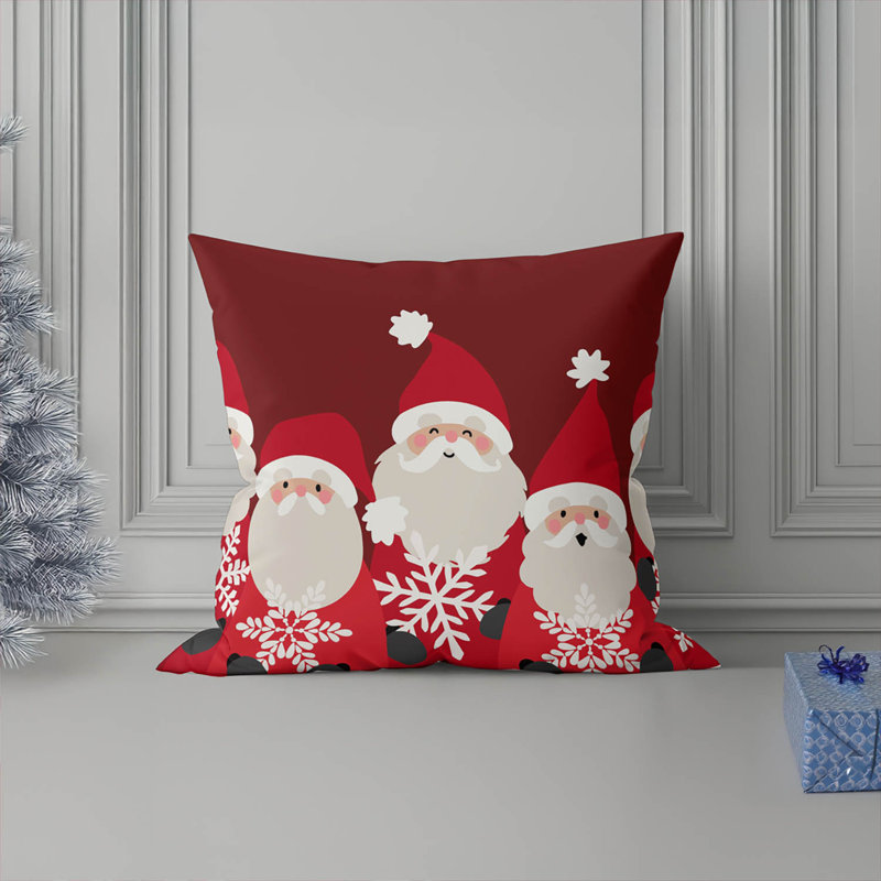 Coussin décoratif père Noël et flocons de neige, Rouge profond