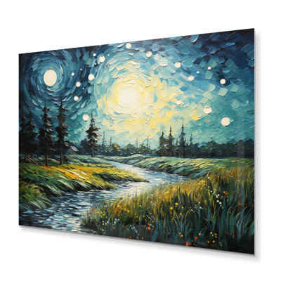 Pissenlits Vangogh dans le pré II - impression sur métal