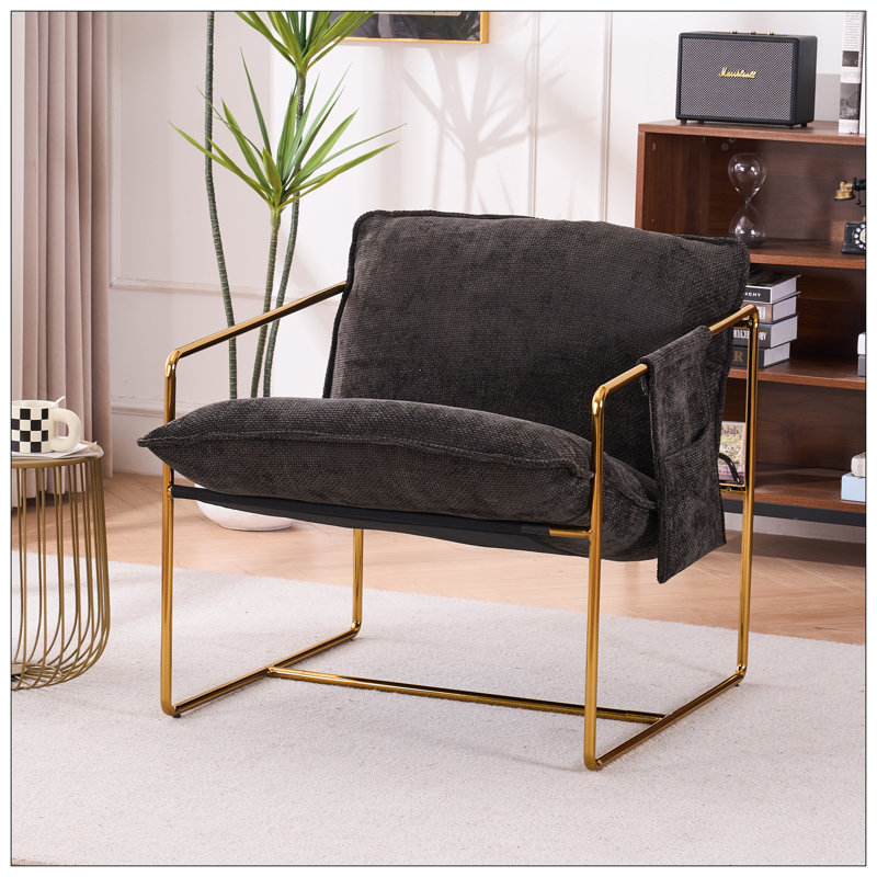 Fauteuil large de 30,7 po Kaizen, Or, Gris foncé, 2