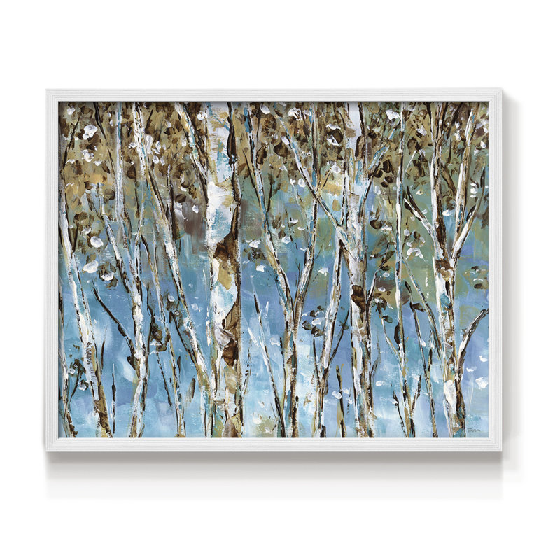 Bouleau d'hiver - reproduction encadrée - réarmable, H 22 po x l 28 po, Blanc