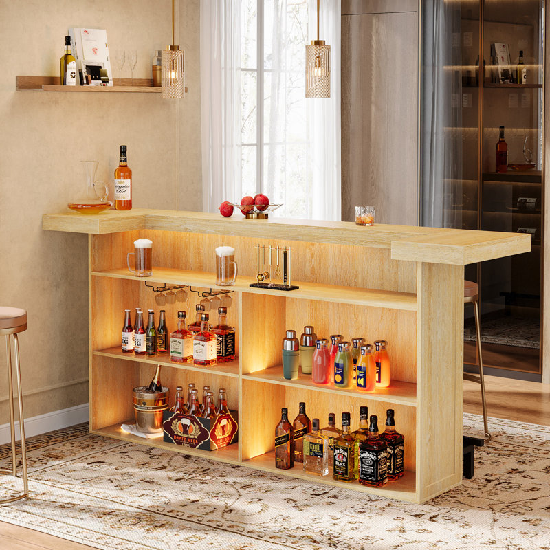 70.9 Inch 4-Tier Home Bar, Light Brown
