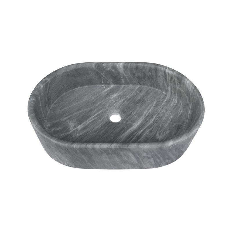 Carrara Gray Natural Marble Bathroom Vessel Sink, Semi-Polished Stone | Gift Idea, Gray