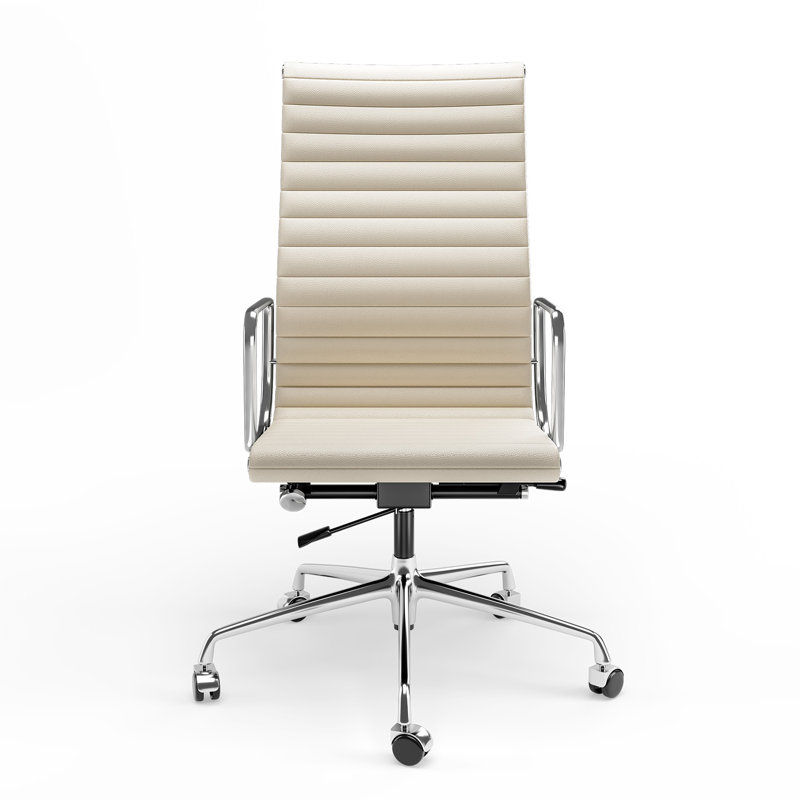 Genuine Leather Conference Chair, White