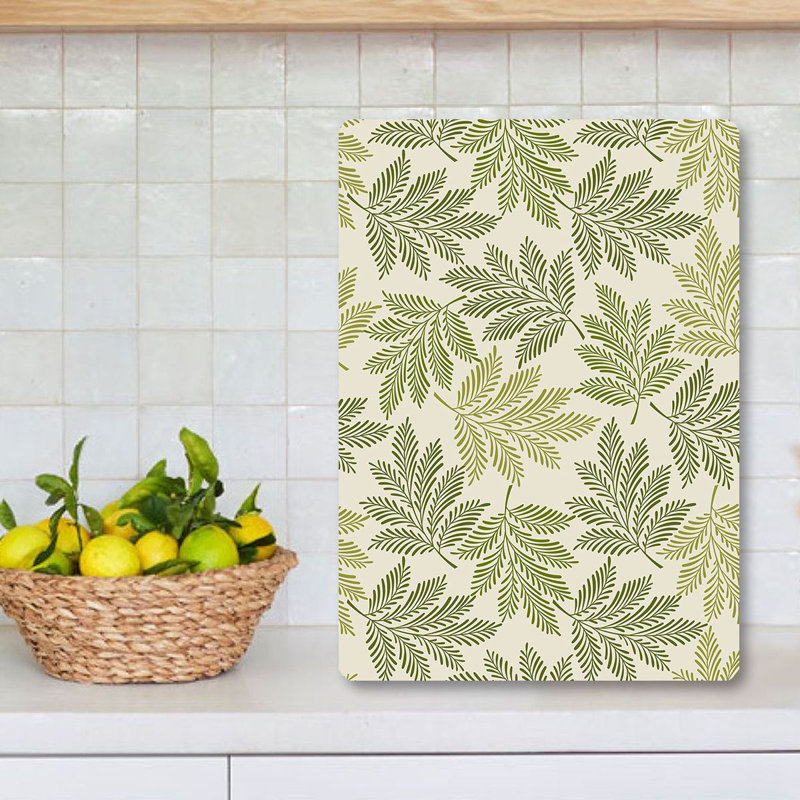 Flourish Tempered Glass Cutting Board, 7.9 x 11.8 inches | 100% Antibacterial, Easy-Clean Surface, Non-Slip Silicone Feet | Perfect for Food Prep & Serving, Durable & Stylish Kitchen Essential, Not Dishwasher Safe