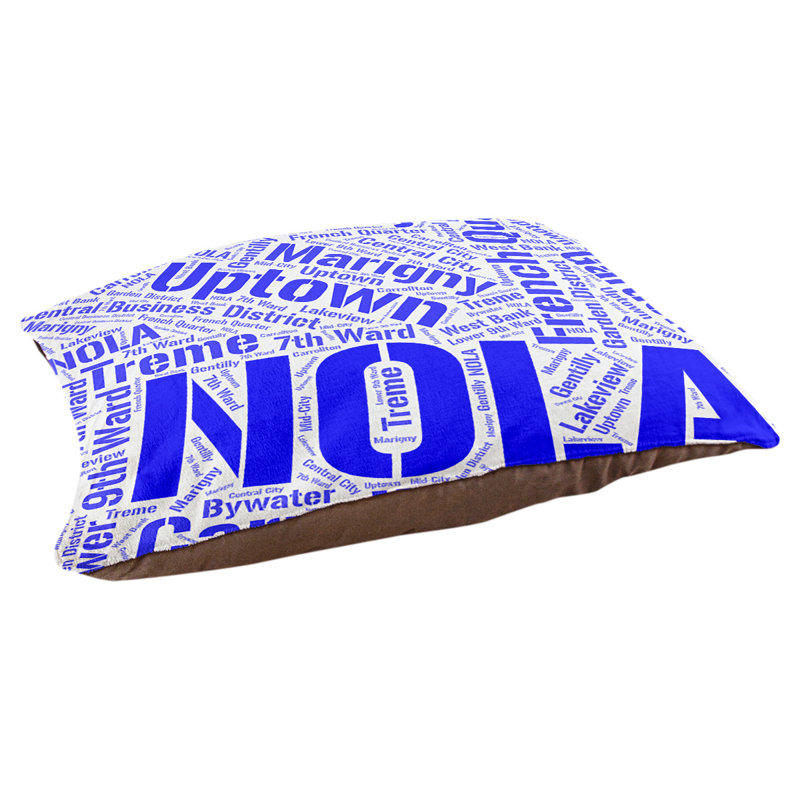 Coussin de chien « districts », Moyen (H 9,5 po x l 28 po x P 18 po), Bleu, Nouvelle-Orléans